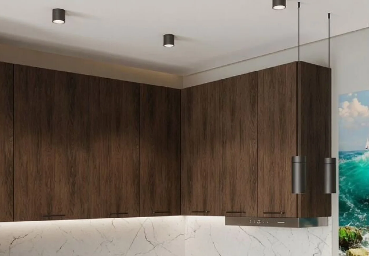 Модульная кухня Флэт-06 Brown Casella Oak, столешница Пирит