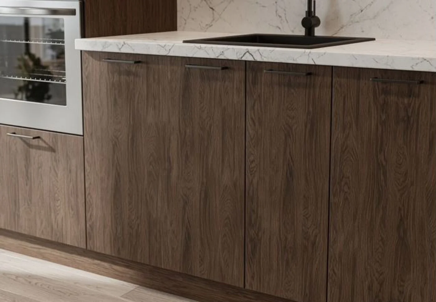 Модульная кухня Флэт-06 Brown Casella Oak, столешница Пирит
