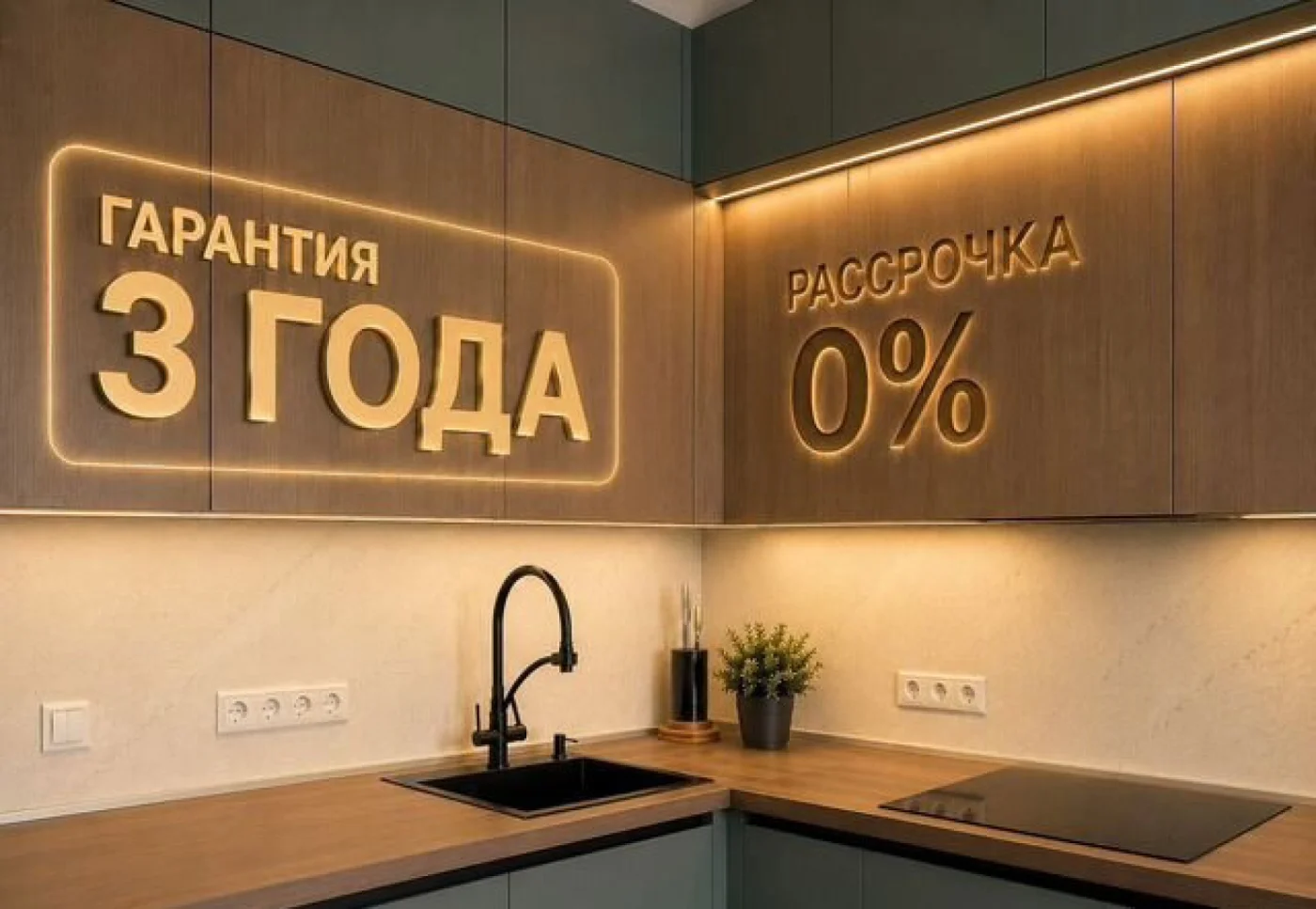 Угловая кухня на заказ с гарантией 36 месяцев