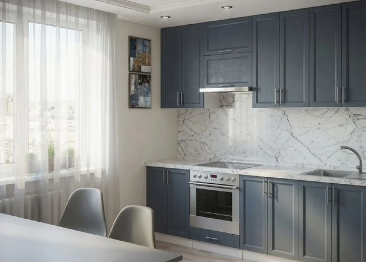 Модульная кухня Сканди-03 Graphite Softwood с доставкой за 2 дня